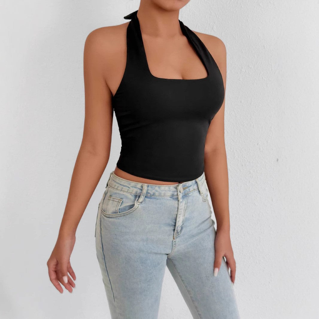Damen Hochgeschlossenes Tanktop mit Quadrat-Ausschnitt Lisslune