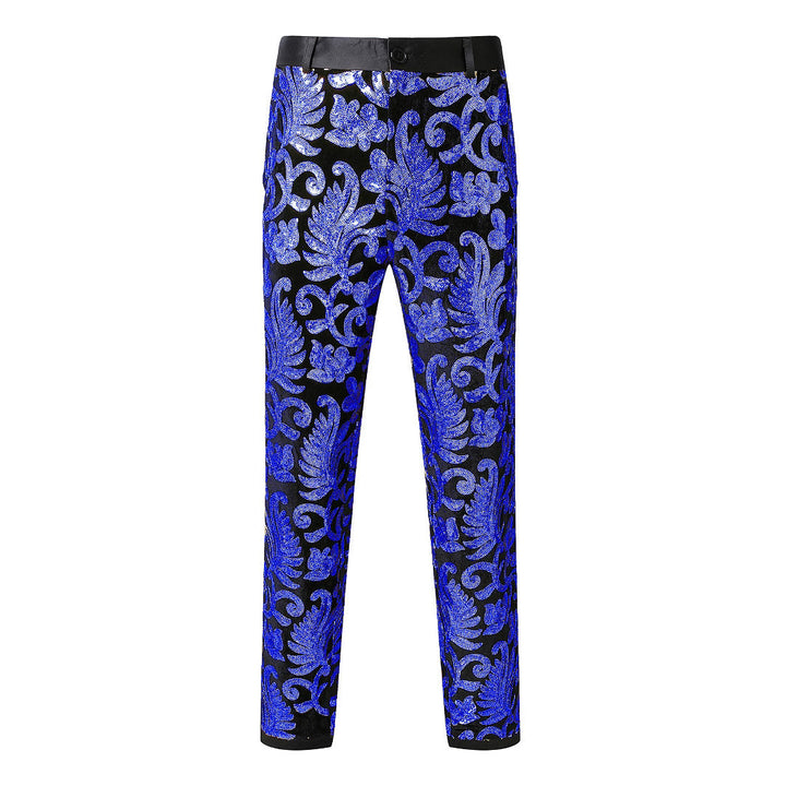 Men's Glittering Event Pants with Floral Pattern Lisslune