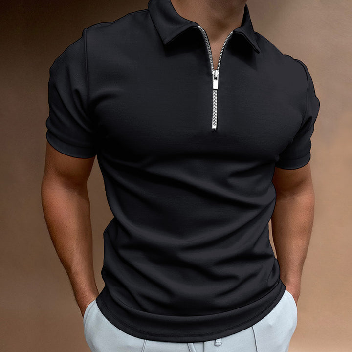 Men's polo shirt with modern stand-up collar and zipper Lisslune