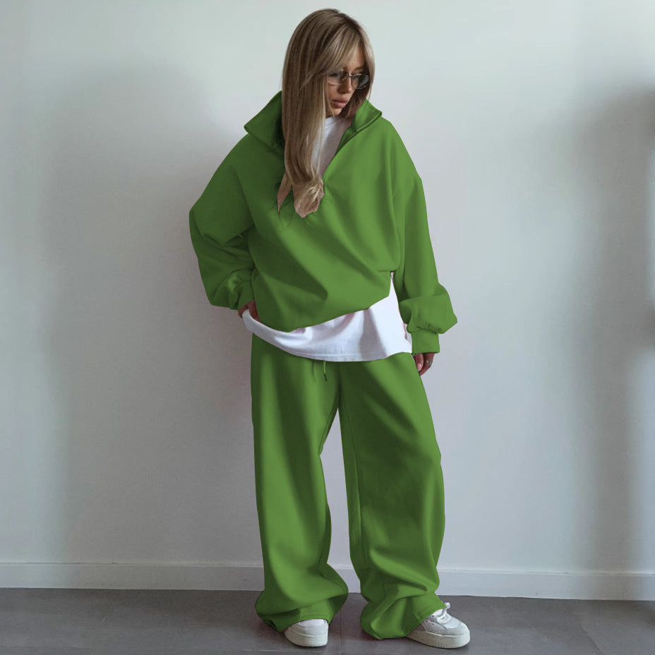 Women's sporty hooded pullover with half zipper Lisslune