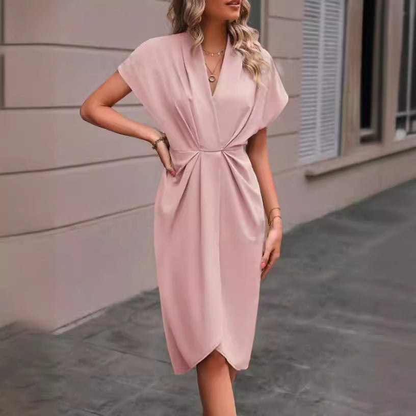 Women’s wrap dress with elegant V-neckline and draping Lisslune