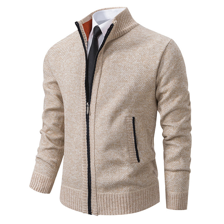 Men's elegant cardigan with high collar and practical zipper Lisslune
