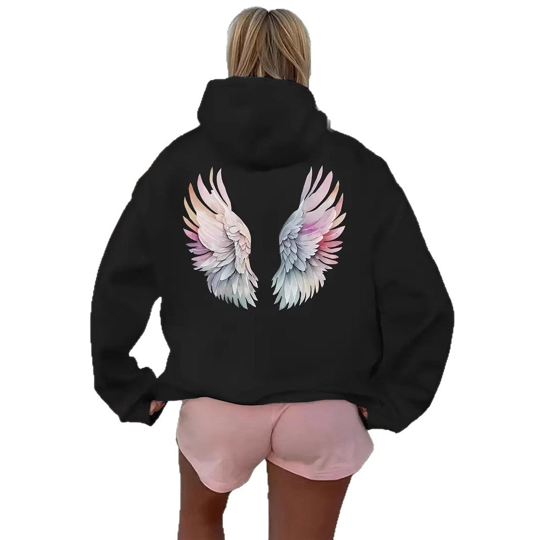 Women's hoodie sweatshirt with imaginative wing motif Lisslune