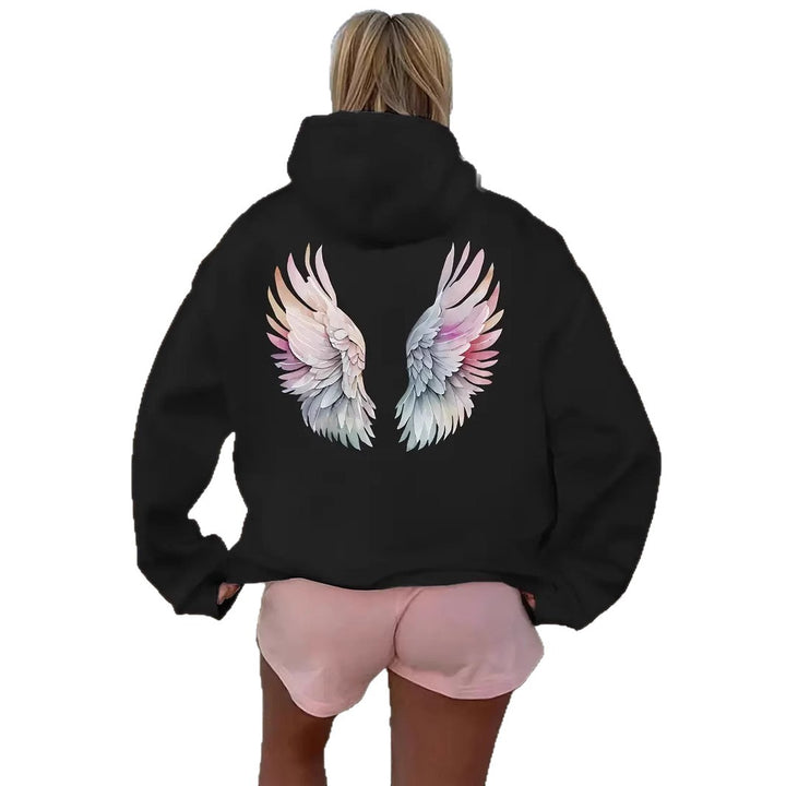 Women's hoodie sweatshirt with imaginative wing motif Lisslune