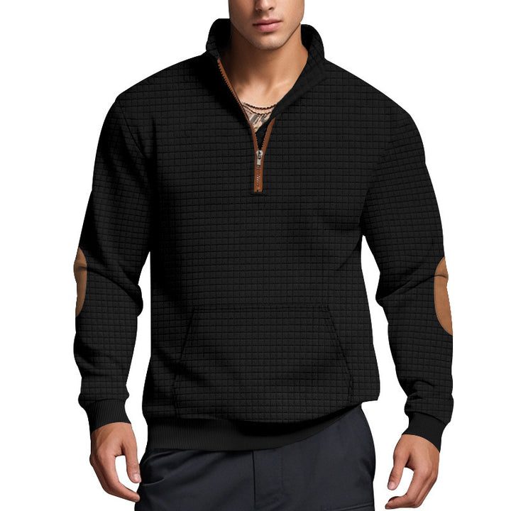 Men's structured fleece pullover with stylish stand-up collar Lisslune
