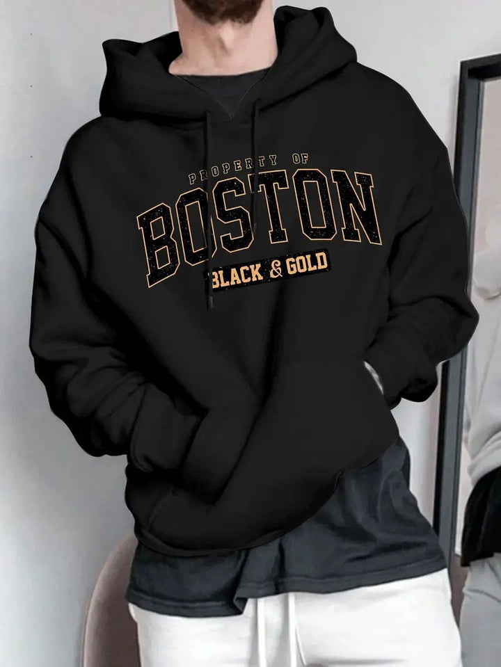 Men's hoodie with striking Boston print and soft interior Lisslune