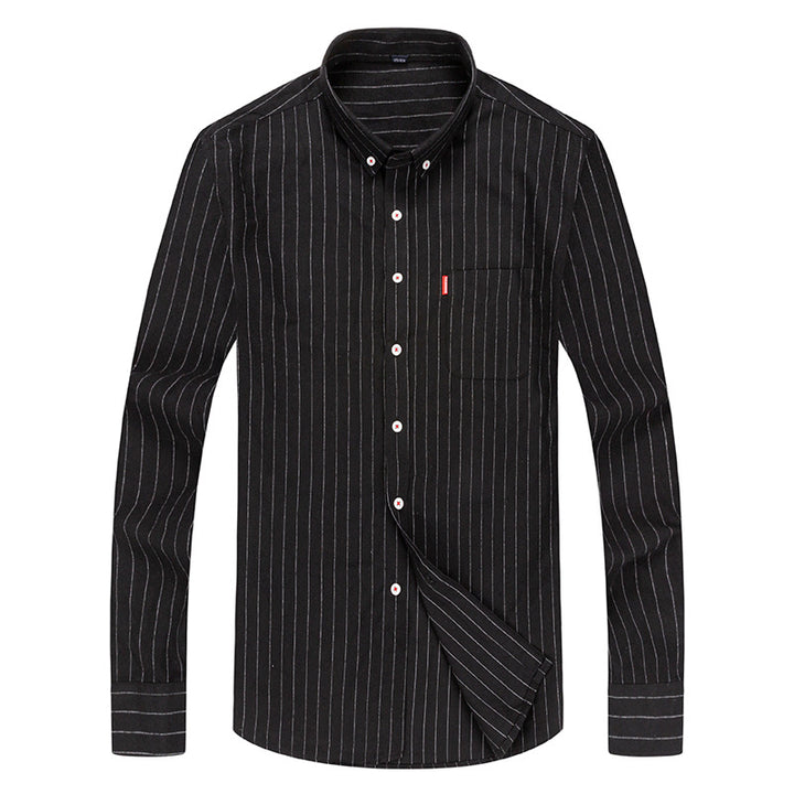 Men's Elegant Long Sleeve Shirt with Finest Striped Pattern Lisslune