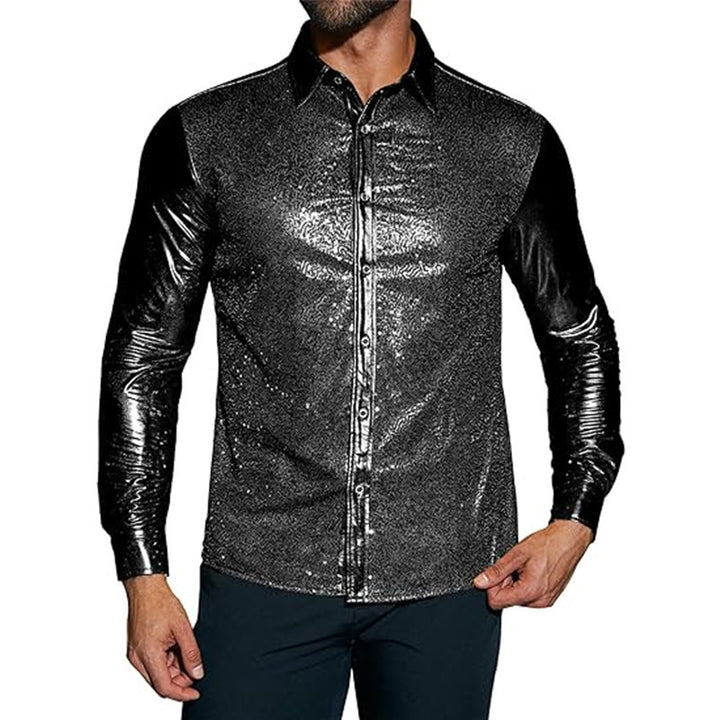 Men's elegant sequined shirt with luxurious flock pattern Lisslune