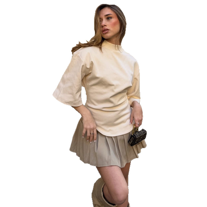 Women's top with high collar and flared sleeves Lisslune