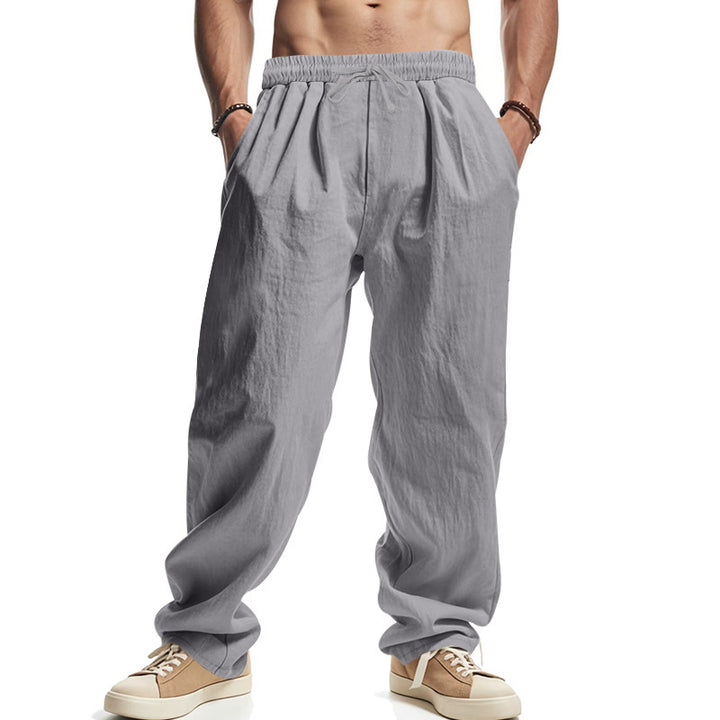 Men's Comfortable Summer Pants with Elastic Waistband and Side Pockets Lisslune