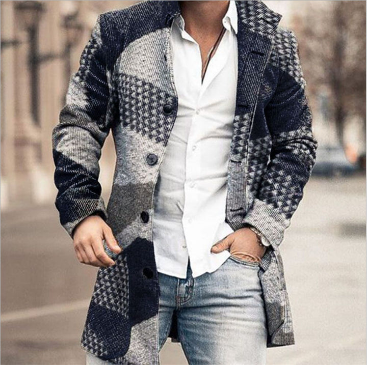 Men's wool coat in modern check design with tailored fit Lisslune