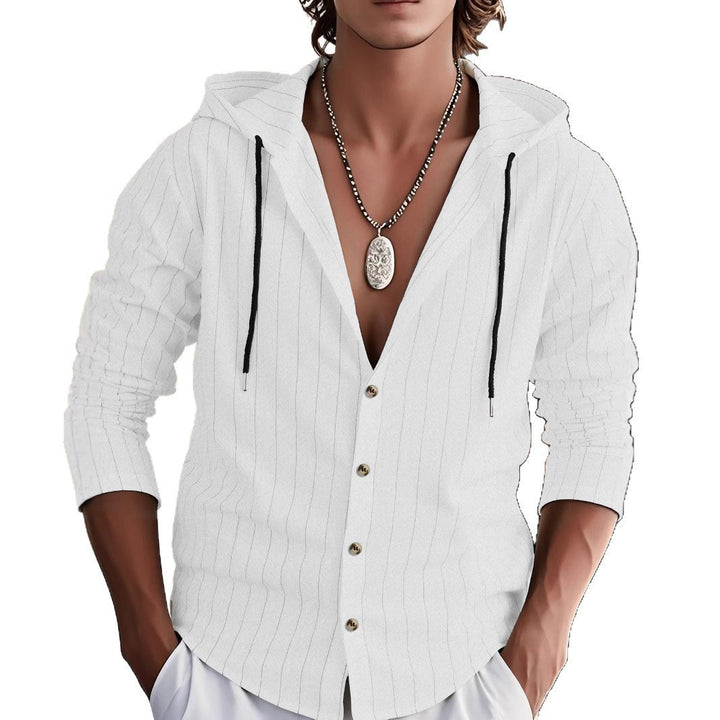 Men's stylish hooded shirt with fine stripes Lisslune