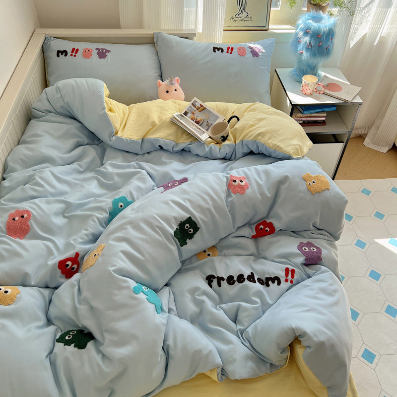 Rynx | New Style Fresh Towel Embroidery Set Skin-friendly Washed Cotton Cute Cartoon Four-piece Set Girl Heart Kit
