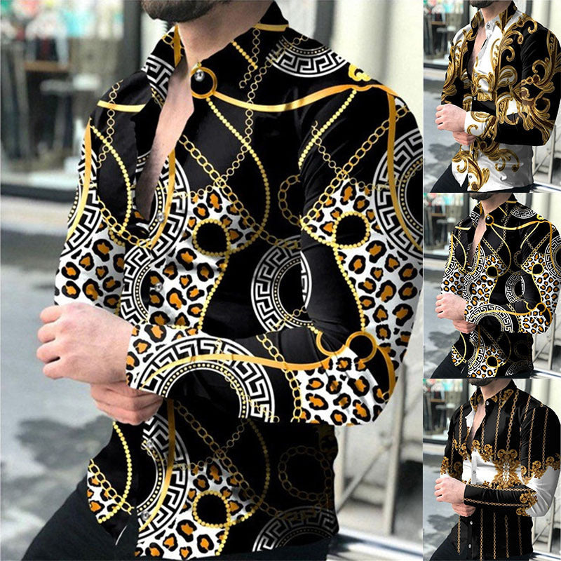Men's long sleeve shirt with exclusive chain motif and elegant cut Lisslune