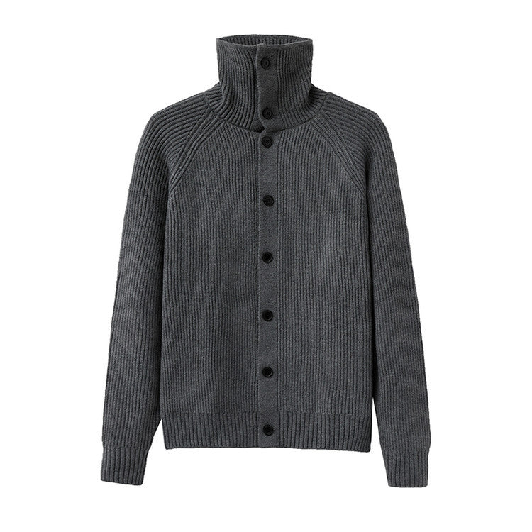 Men's cardigan with soft ribbed knit pattern and button-down collar Lisslune