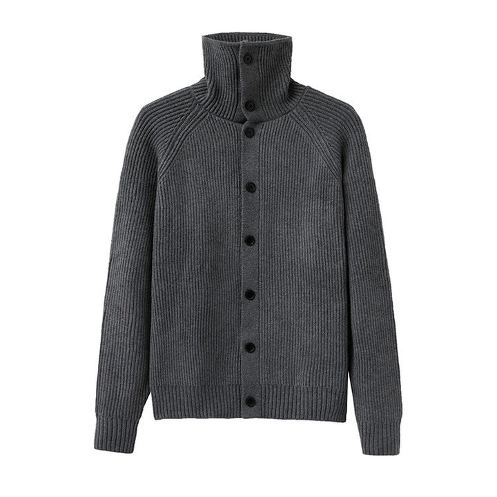 Men's cardigan with soft ribbed knit pattern and button-down collar Lisslune