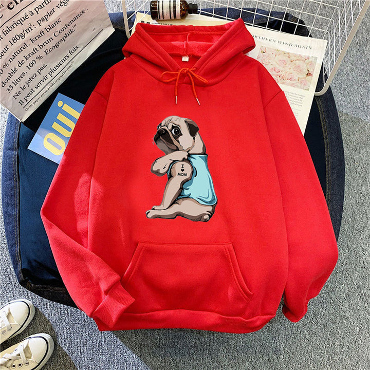 Women's hoodie with cute pug design Lisslune