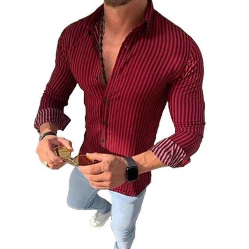 Men's long sleeve shirt with fine stripes and elegant fit Lisslune