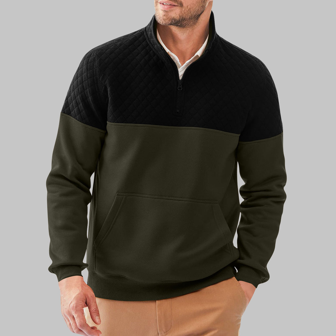 Men's sporty pullover with stand-up collar and pockets Lisslune