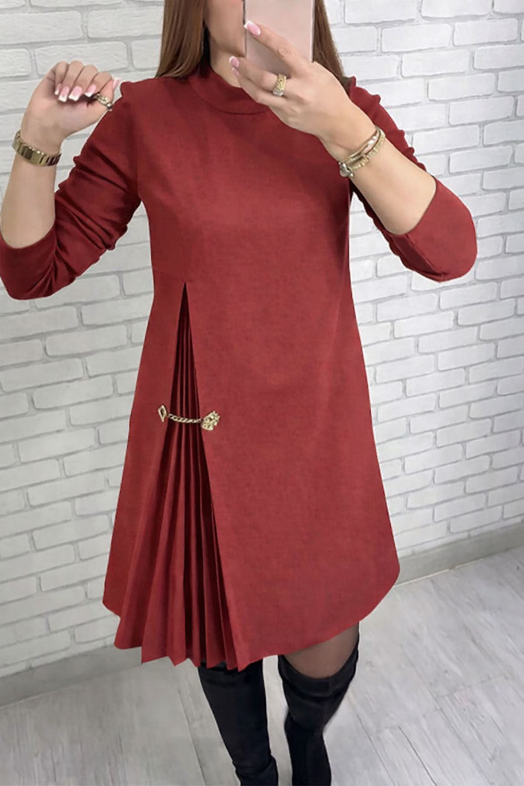 Women's elegant dress with draping and waist belt Lisslune