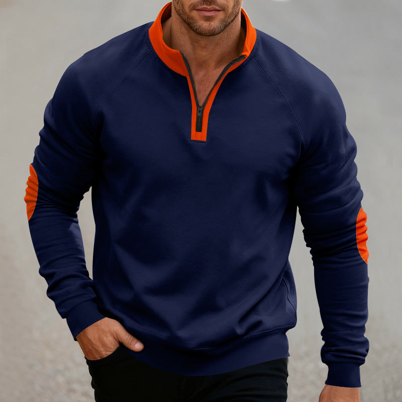 Men's sporty hoodie with short zipper and fashionable contrast elements Lisslune