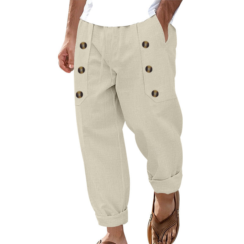 Men's lightweight and comfortable summer trousers with stylish button details Lisslune