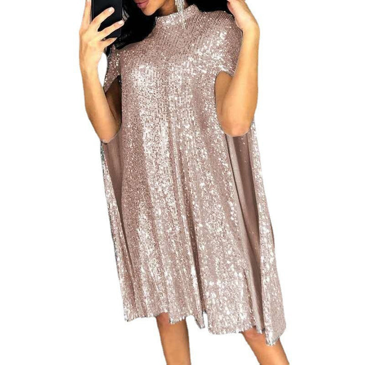 Women's elegant shimmering evening dress with a wide cut and sparkling look