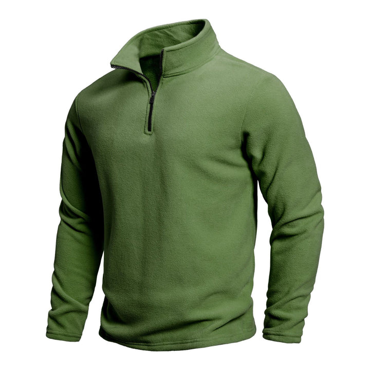 Men's fleece pullover with high collar adjustability and functional zipper Lisslune