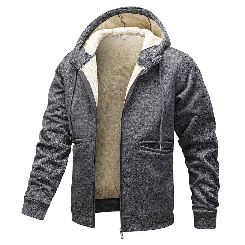 Men's warming fleece jacket with hood Lisslune