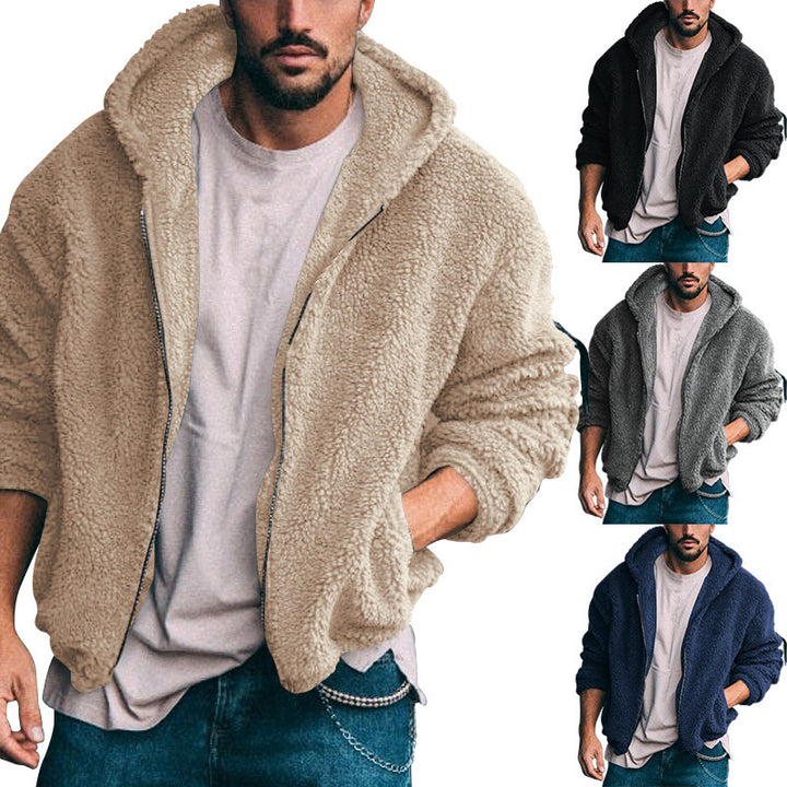 Men's cuddly teddy fleece hoodie Lisslune
