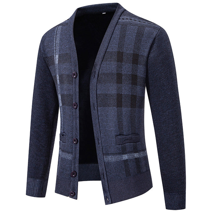 Men's cardigan with stylish check pattern by Lisslune