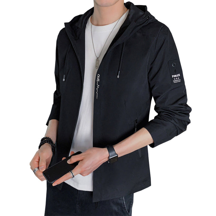 Men's lightweight transitional jacket with adjustable hood and breathable qualities Lisslune
