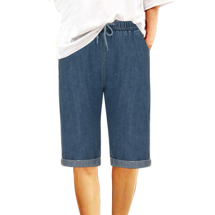Women's denim shorts with elastic waistband and casual fit Lisslune