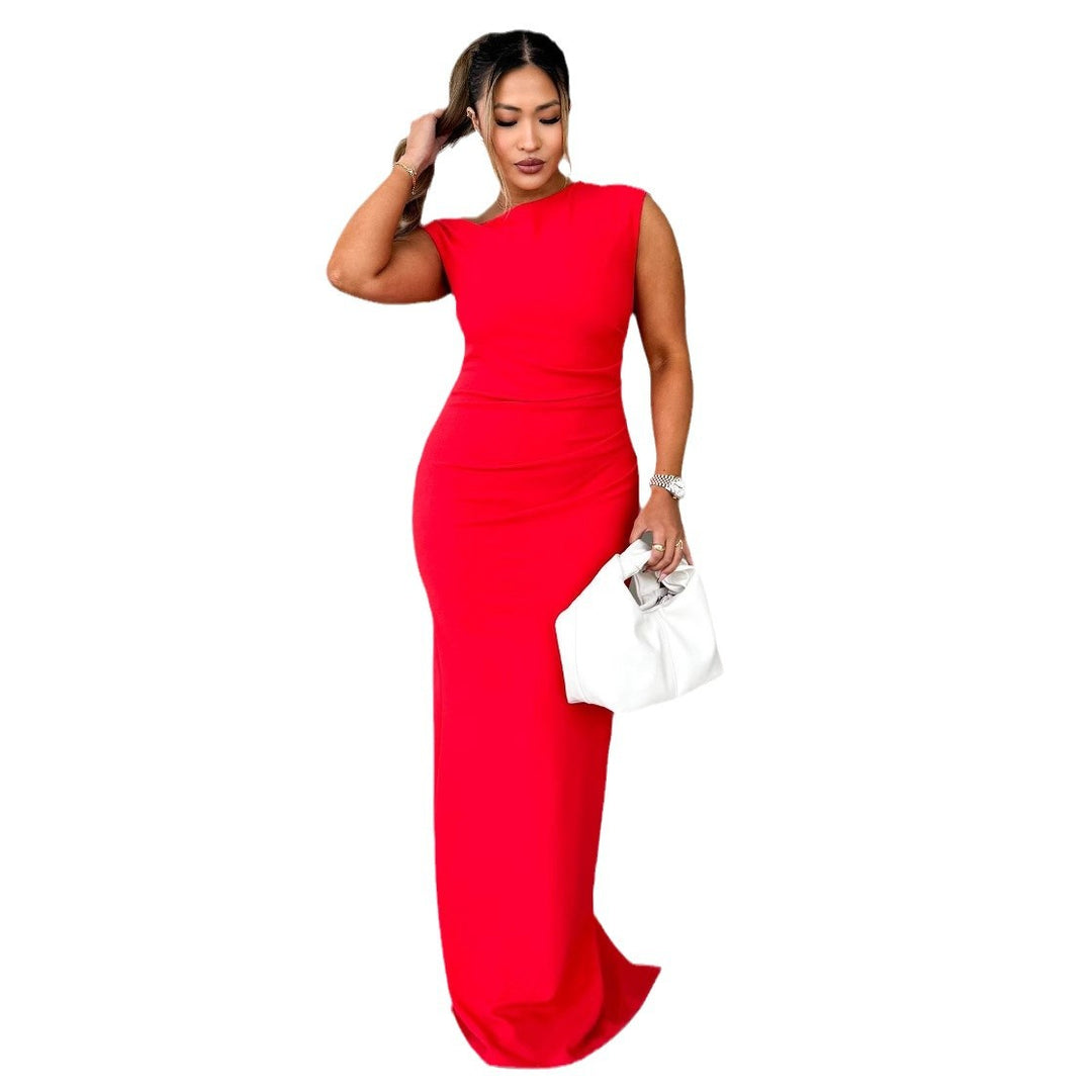 Ladies Elegant body-hugging maxi dress with stylish stand-up collar and side slit Lisslune