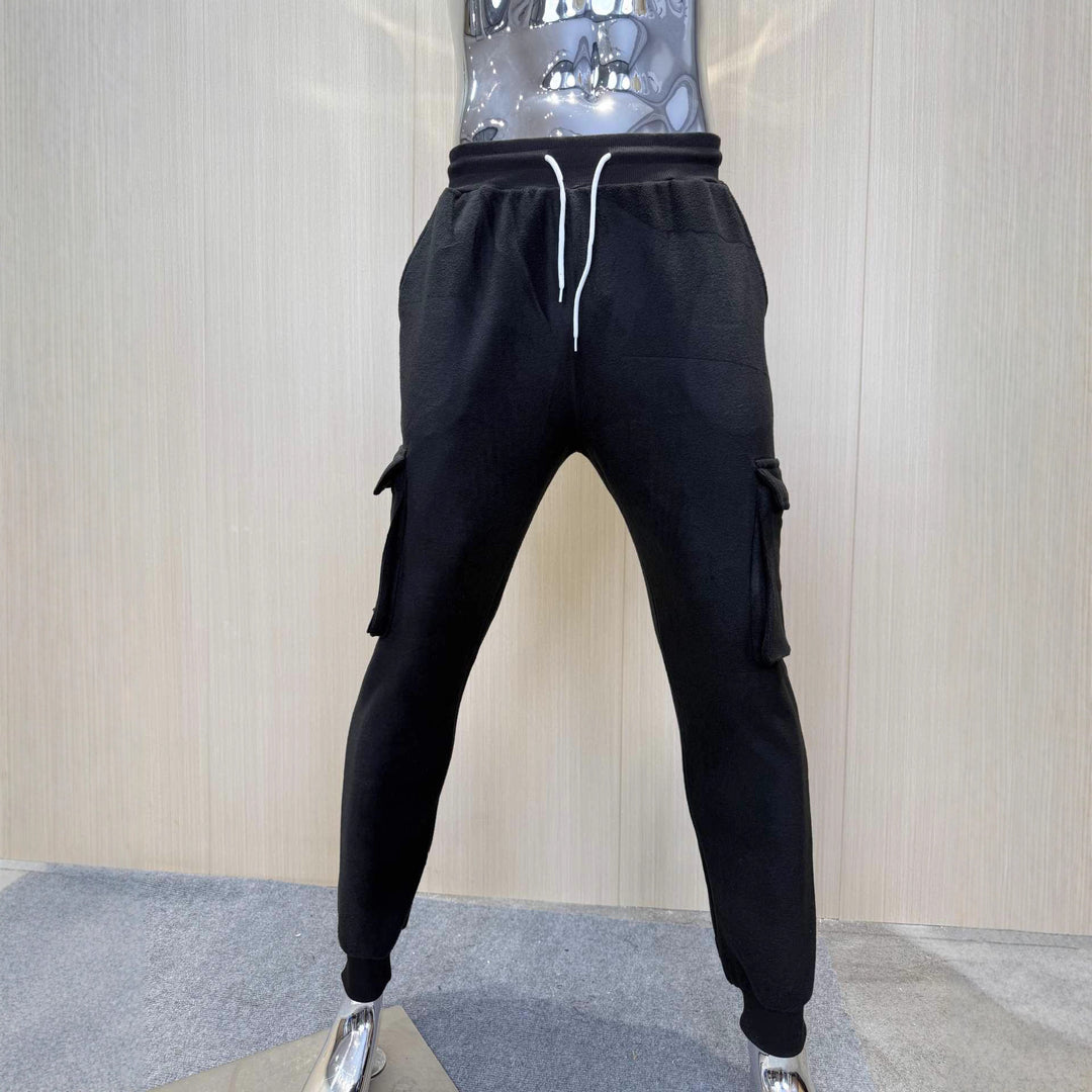 Men's comfortable cargo pants with side pockets and elastic waistband Lisslune
