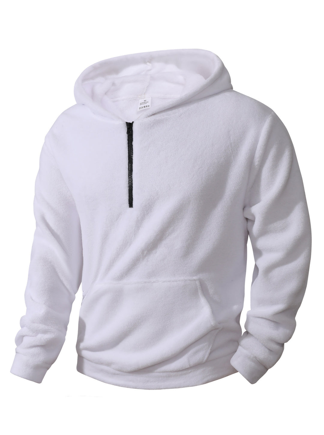Men's fleece hoodie with innovative half-length zipper Lisslune