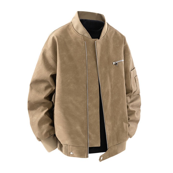 Men's elegant synthetic leather jacket with practical zip pockets Lisslune