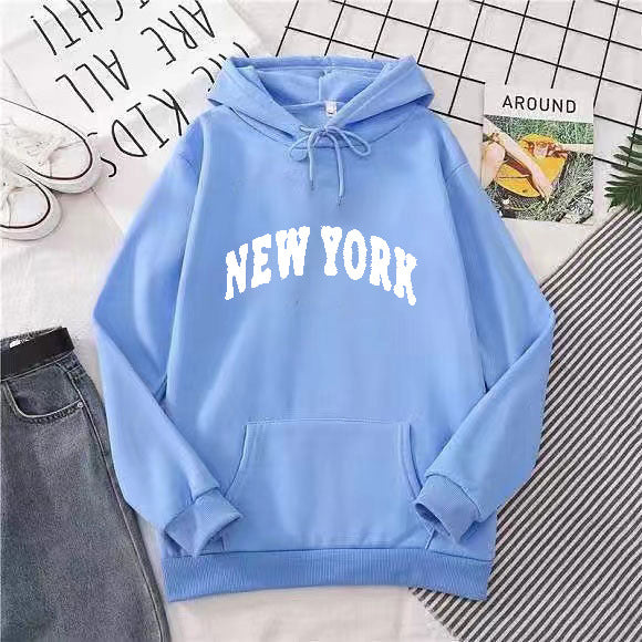 Women's Hooded Sweatshirt with Modern New York Lettering Lisslune