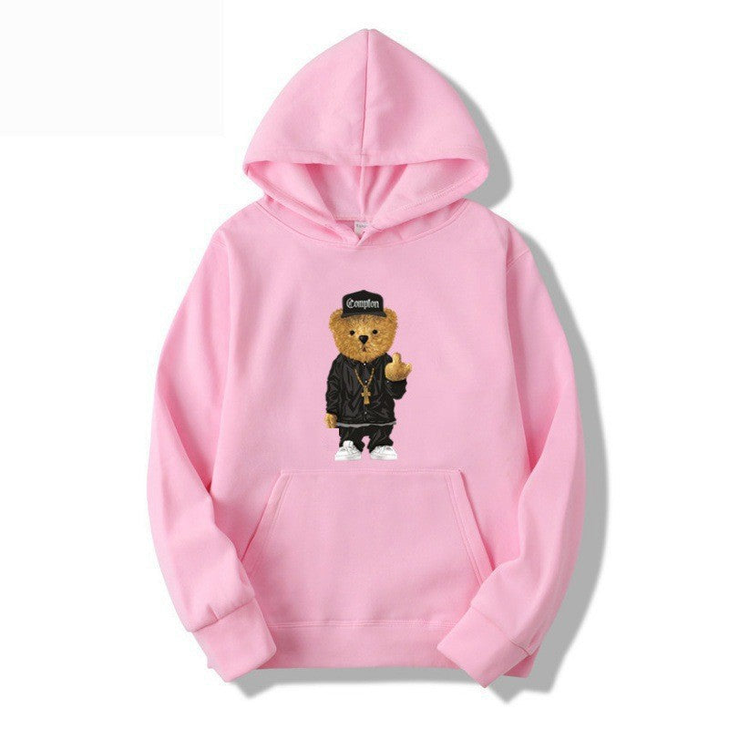 Women’s hoodie with artistic bear design and kangaroo pocket Lisslune