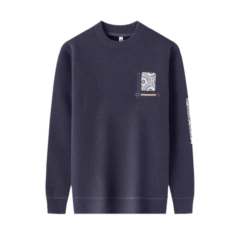 Men's cozy knitted sweater with unique print pattern Lisslune