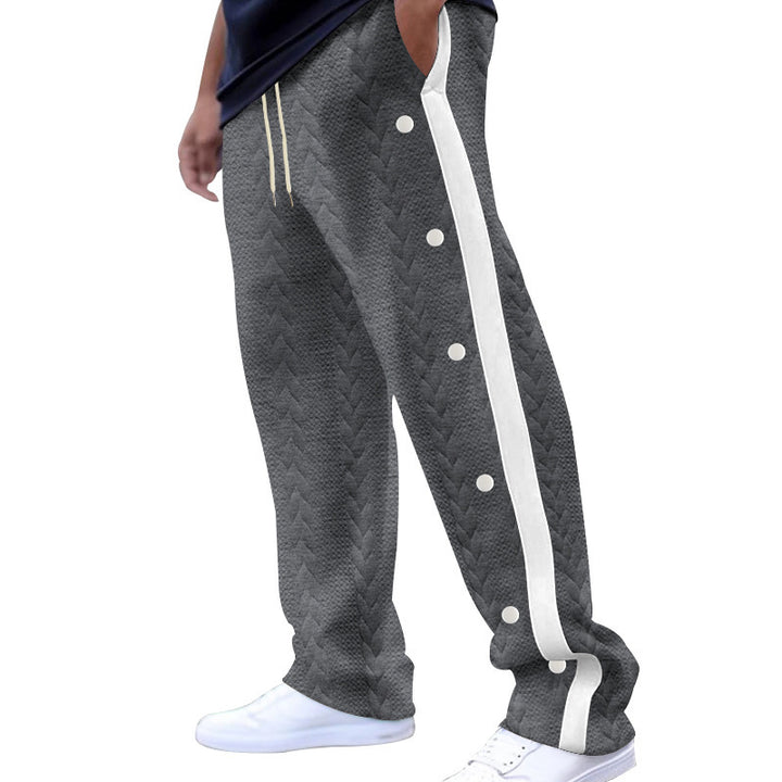Men's breathable jogging pants with side snap buttons and unique knit design Lisslune