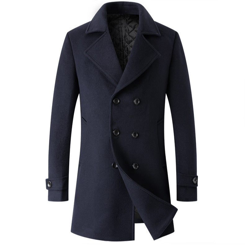 Men's elegant reversible coat with double button placket and hidden belt Lisslune