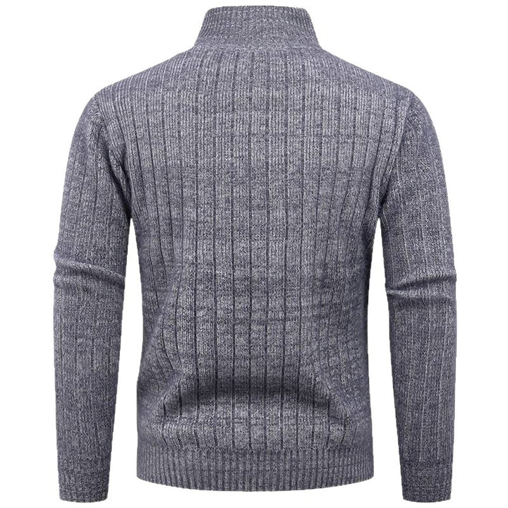 Men's turtleneck sweater with high-quality ribbed structure and modern zipper Lisslune