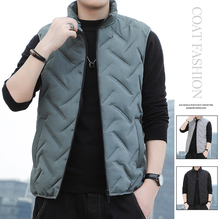 Men's Lightweight Quilted Vest with High Collar and Modern Accents Lisslune