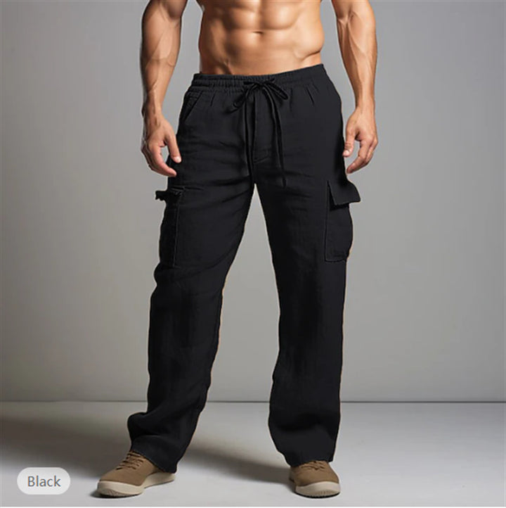 Men's cargo pants with elastic waistband and practical side pockets Lisslune