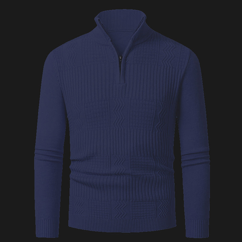 Men's knitted pullover with modern zipper and structured surface Lisslune