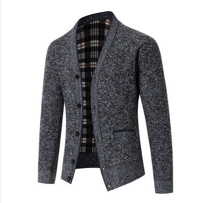 Men's elegant knitted cardigan with check pattern Lisslune