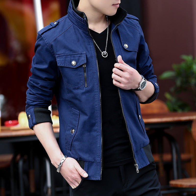 Men's stylish casual jacket with practical pockets and stand collar Lisslune