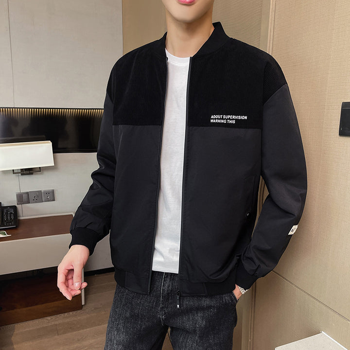 Men's bomber jacket with striped cord and fashionable print Lisslune
