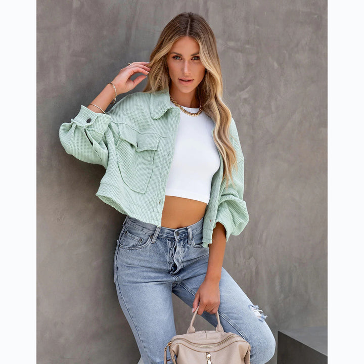 Women's Fashion Short Jacket with Unique Structural Pattern and Practical Pockets Lune London